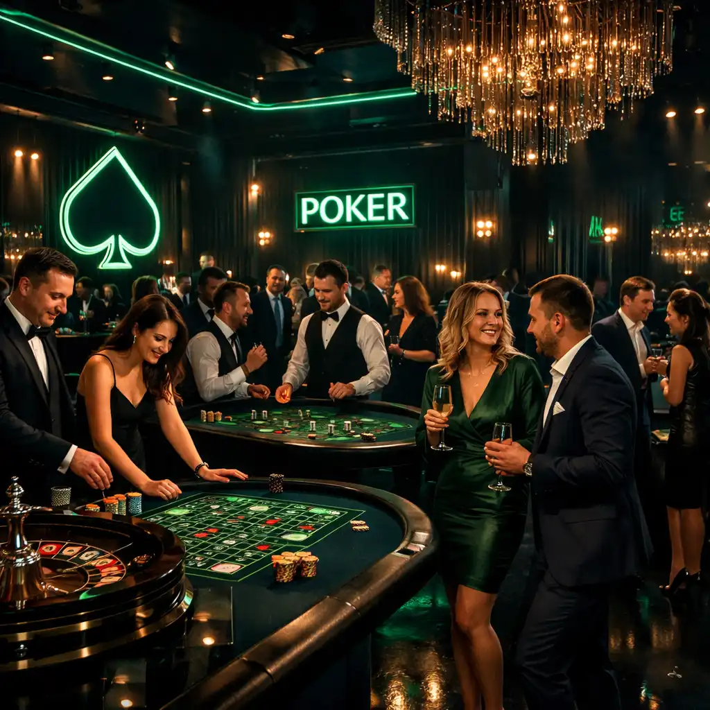 Klimatyczne oświetlenie i atmosfera luksusowego eventu casino