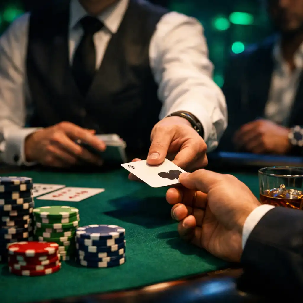 Profesjonalny stół do pokera przygotowany na ekskluzywny wieczór casino